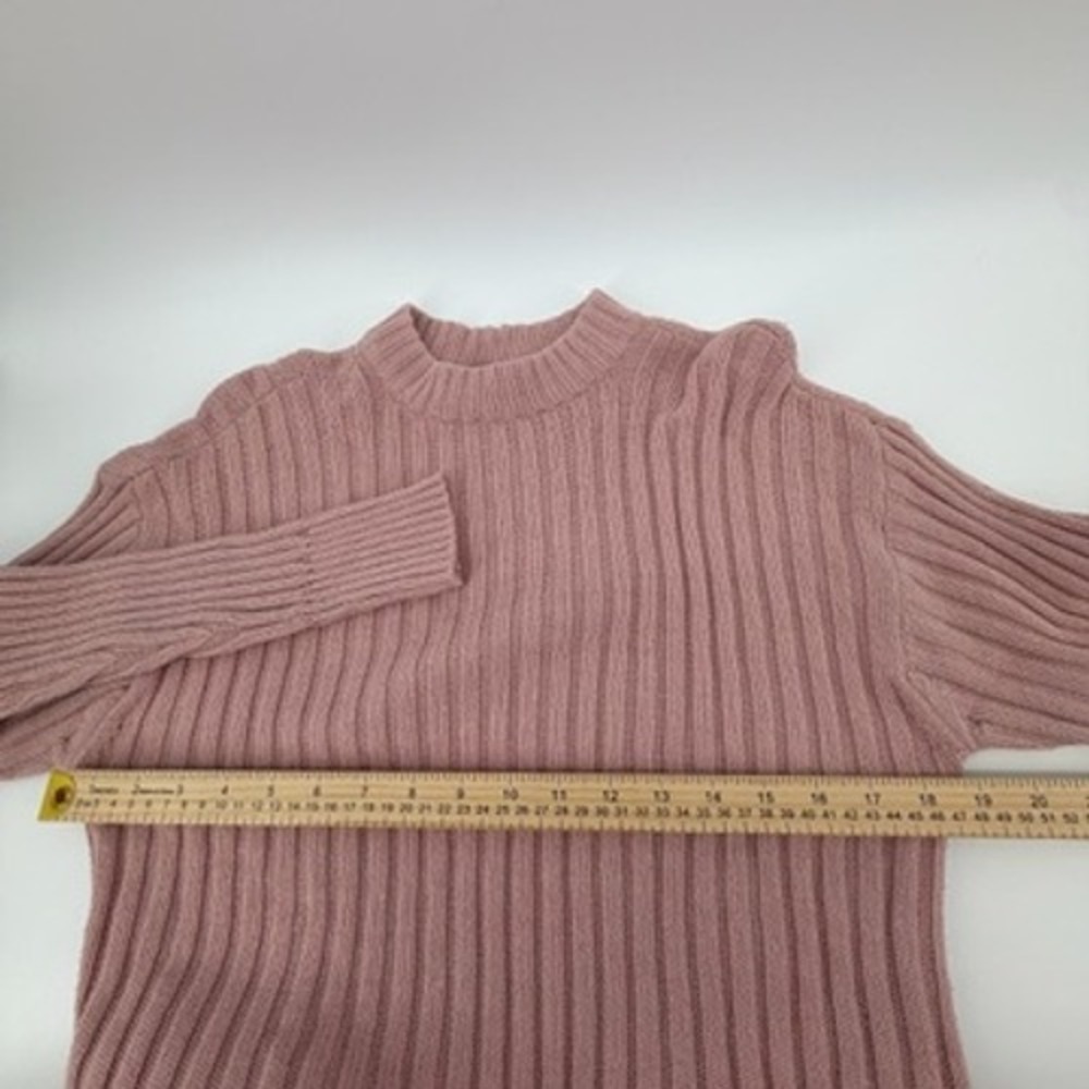 American Eagle Outfitters Ribbed Mock Neck Cropped Sweater Dusty Rose XS - Picture 7 of 8